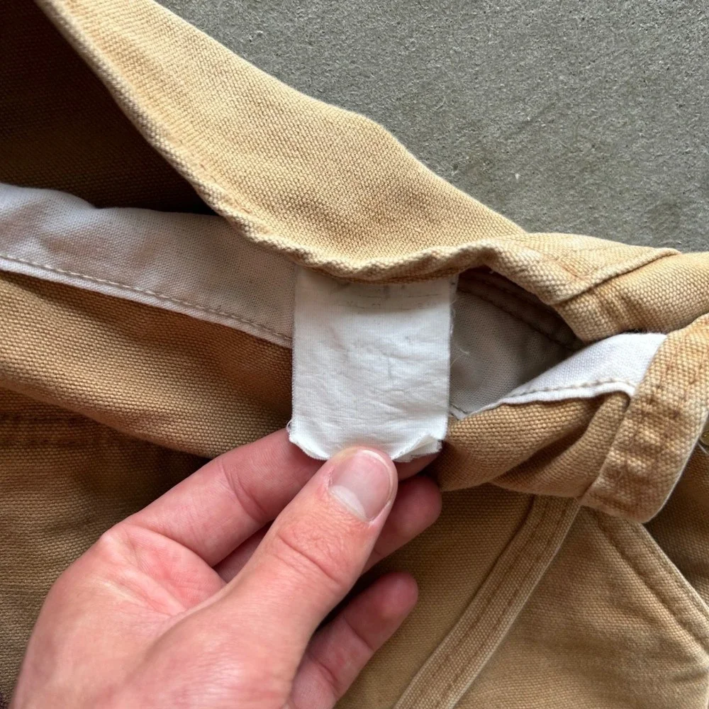 Vintage 90s Carhartt Overalls Size 40x30 Tan Duck Canvas Carpenter Workwear Bibs - Picture 2 of 10